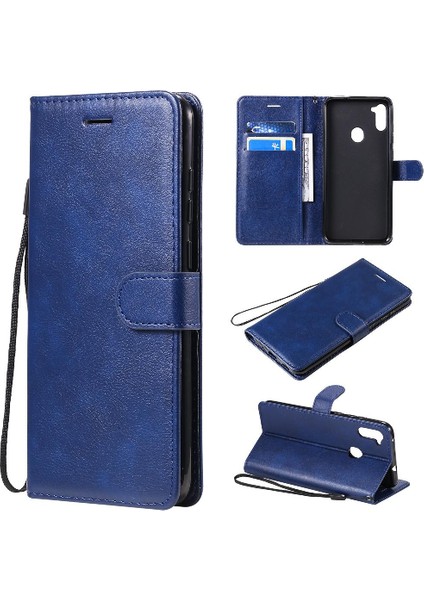 Samsung Galaxy A11 Klasik Düz Renk Yüksek Kaliteli Deri Için Flip Case (Yurt Dışından)