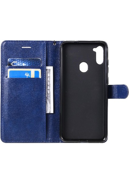 Samsung Galaxy A11 Klasik Düz Renk Yüksek Kaliteli Deri Için Flip Case (Yurt Dışından)