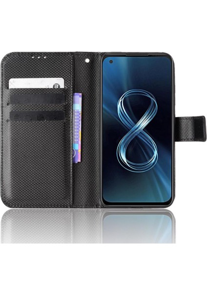 Asus Zenfone 8 Kickstand Kapak Manyetik Cüzdan Kart Tutucu Için Kılıf (Yurt Dışından)