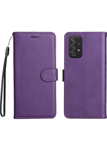 Kart Yuvası Klasik Düz Renk ile Samsung Galaxy A73 5g Için Flip Case (Yurt Dışından)