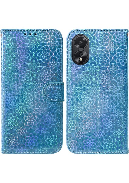 Oppo A38 4G/A18 4g Premium Pu Deri Glitter Renkli Kart Yuvası (Yurt Dışından)