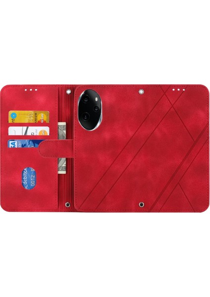 Onur Için 100 Pro 5g El Cüzdan Pu Deri Kapak Kickstand Kart Durumda (Yurt Dışından)