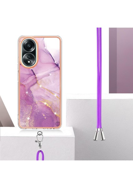 Manyi Mall Oppo A58 4g Mermer Tampon Anti-Çizik Yumuşak Crossbody Kordon Için Kılıf (Yurt Dışından)