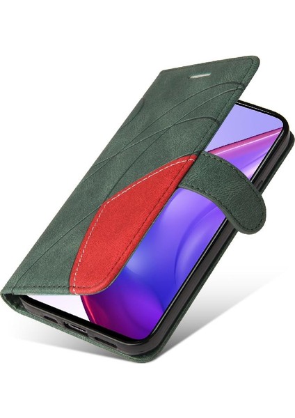 Xiaomi 10T/10T Pro Iki Renkli Dikiş Pu Deri Flip Folio Kılıf (Yurt Dışından)