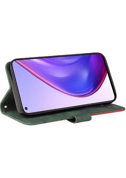 Xiaomi 10T/10T Pro Iki Renkli Dikiş Pu Deri Flip Folio Kılıf (Yurt Dışından)