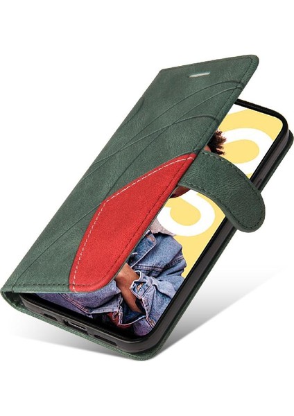 Realme C55 4g Iki Renkli Dikiş Kickstand Koruyucu Pu Deri (Yurt Dışından)