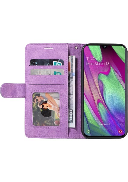 Kart Yuvası Standı Pu ile Samsung Galaxy A40 Iki Renkli Dikiş Için Kılıf (Yurt Dışından) indirimleri