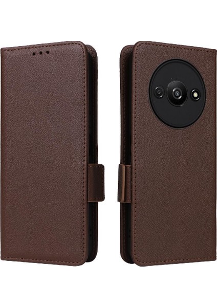 Xiaomi Redmi A3 Cüzdan Için Kılıf Yan Toka Pu Deri Manyetik Kart Yuvaları (Yurt Dışından)