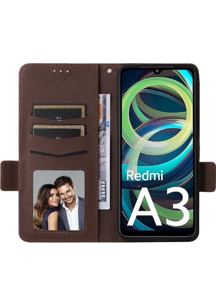 Xiaomi Redmi A3 Cüzdan Için Kılıf Yan Toka Pu Deri Manyetik Kart Yuvaları (Yurt Dışından) modelleri