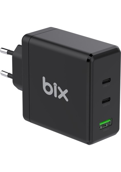 BX3P100G Gan 100W PD 2* Type-C + QC 4.0 1* USB-A Girişli Gelişmiş Şarj Teknolojisi ile Donatılmış Şarj Adaptörü