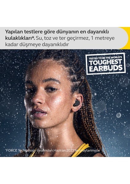 Elite 8 Active Kablosuz Kulaklık - Güvenli Kulak İçi Uyuma Sahip Bluetooth Spor Kulaklıkları - Aktif Gürültü Önleme, Dolby Çevresel Ses - Siyah