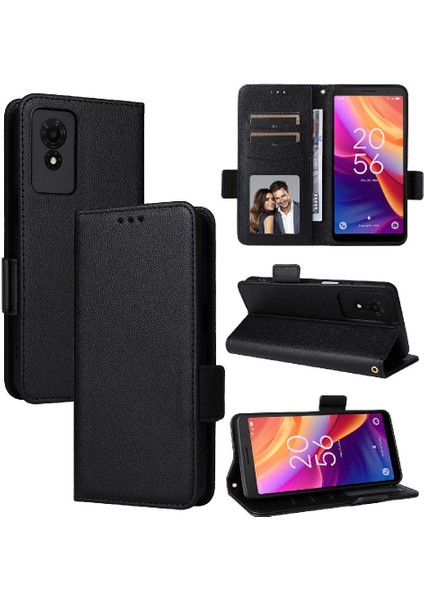 Tcl 501 4g Kart Yuvaları Tutucu Için Kılıf Pu Deri Manyetik Cüzdan Yan (Yurt Dışından)