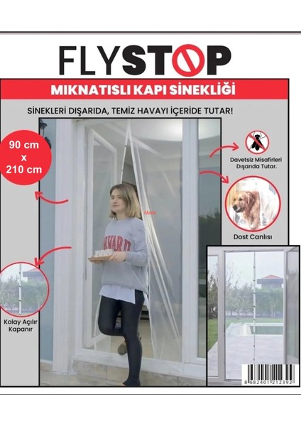 Fly Stop Mıknatıslı Kapı Sinekliği 90X210 cm Raptiyeli ve Cırtbantlıdır