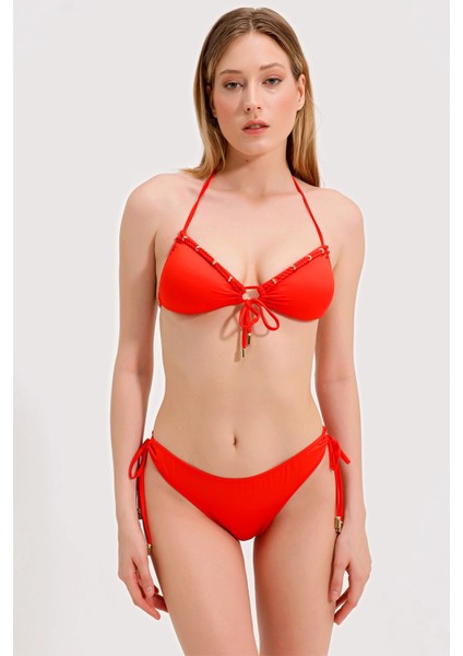 Global Altın Aksesuarlı Yan Boğumlu Bikini