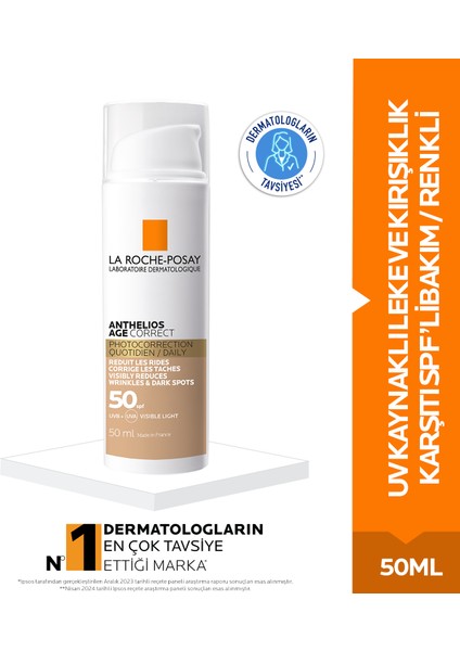 La Roche Posay Anthelios Age Correct Spf50 Renkli Güneş Kremi 50 Ml