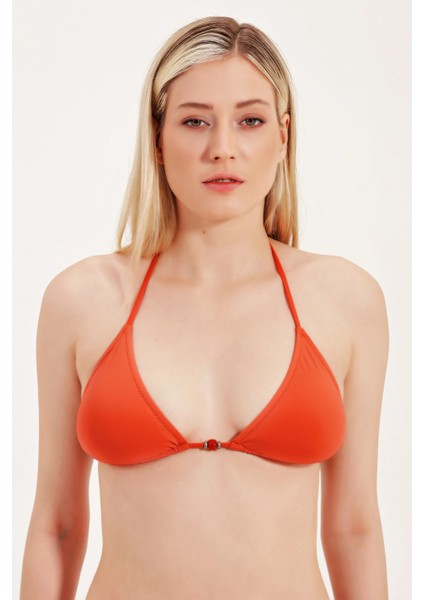 Global Cam Boncuk Detaylı Üçgen Bikini Üst