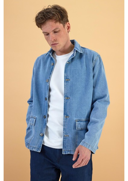Erkek Tom Sky Blue Jean Ceket