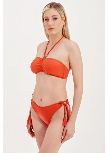 Global Boncuk Detaylı Straplez Bikini