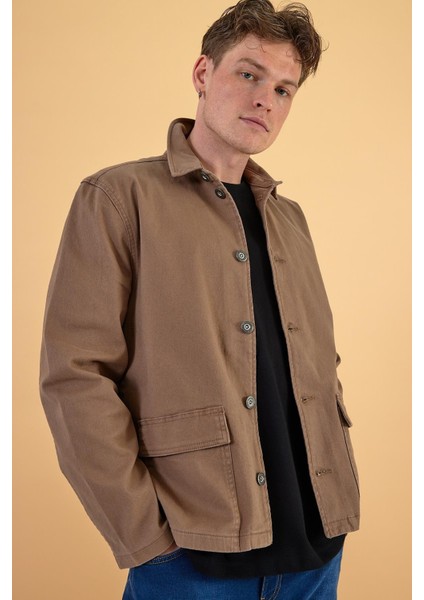 Erkek Tom Taba Regular Fit Renkli Jean Ceket
