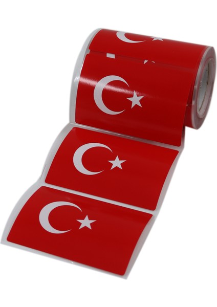 Kuşe Rulo Türk Bayrağı Etiketi 90MM x 60MM 300 Adet modelleri