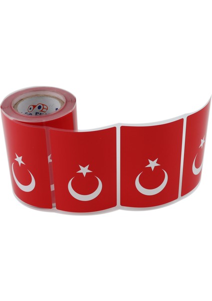 Kuşe Rulo Türk Bayrağı Etiketi 90MM x 60MM 300 Adet fırsatları