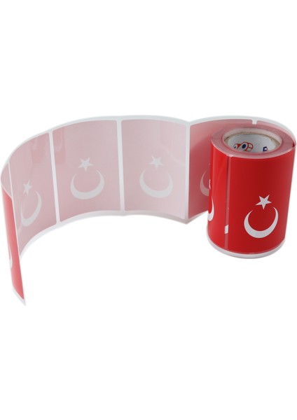 Kuşe Rulo Türk Bayrağı Etiketi 90MM x 60MM 300 Adet indirimleri