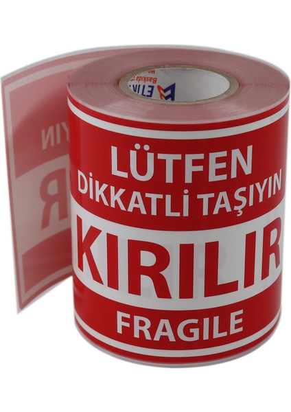 Büyük Boy Dikkat Kırılır Etiketi(Fragile Label) 100MM x 150MM 250 Adet