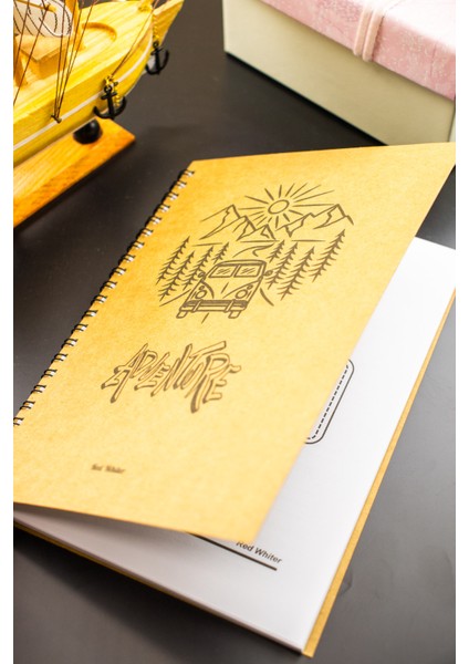 Hediyelik - A5 Notebook Seyahat Günlüğü Macera Defteri Kraft Kapak