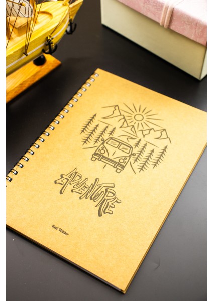 Hediyelik - A5 Notebook Seyahat Günlüğü Macera Defteri Kraft Kapak