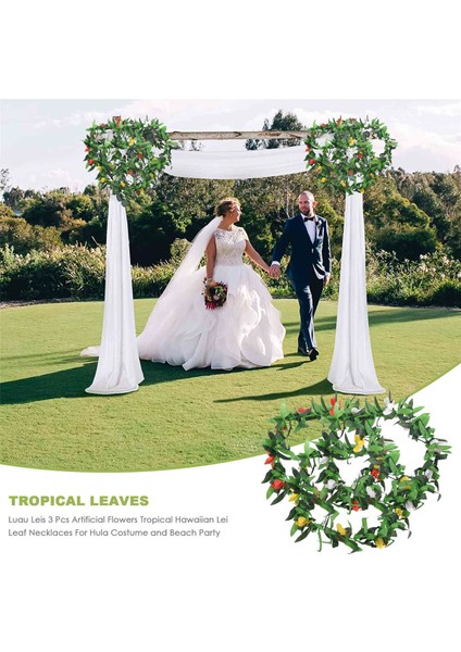 Luau Leis 3 Adet Yapay Çiçekler Hula Kostüm ve Plaj Partisi Için Tropikal Hawaii Lei Yaprak Kolye (Yurt Dışından)
