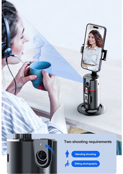 360° Gimbal Sabitleyici Masaüstü Aı Otomatik Takip Gimbal'i, Uzaktan Deklanşörlü + Akıllı Telefon Sabitleyici Için Doldurma Işığı (Yurt Dışından) modelleri