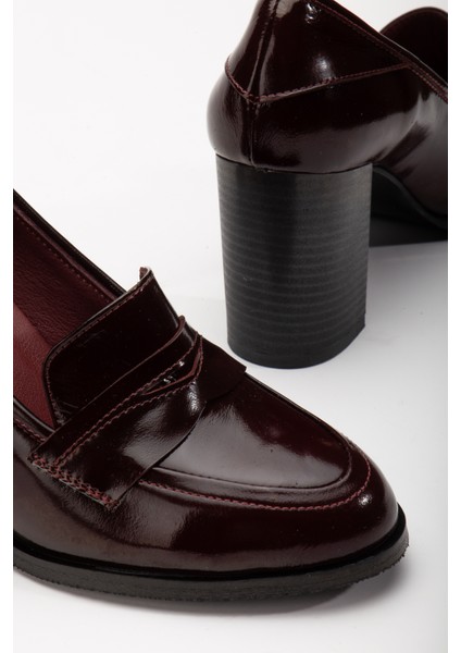 Kadın Deri Saraçlı Klasik Topuklu Ayakkabı 2145 Klasik Bordo Rugan 38 fırsatları