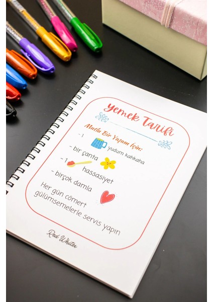 Yemek Tarifi Defteri 14X20 cm Tasarım Kapak Spiralli Notebook