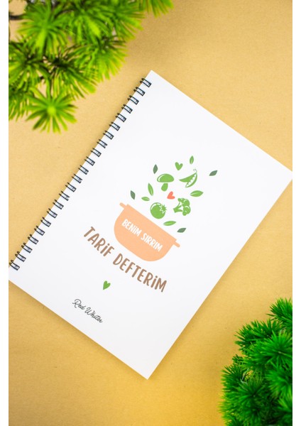 Yemek Tarifi Defteri 14X20 cm Tasarım Kapak Spiralli Notebook