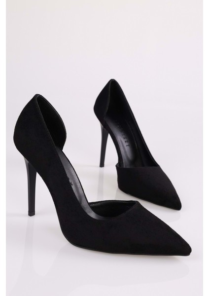 Kadın Stiletto Ayakkabı Siyah Süet Yüksek Topuklu