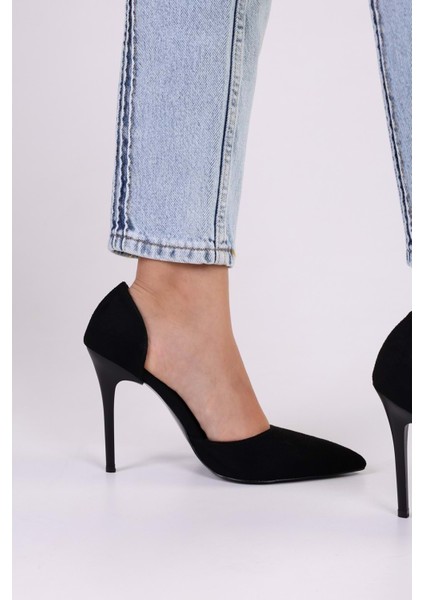 Kadın Stiletto Ayakkabı Siyah Süet Yüksek Topuklu fiyatları