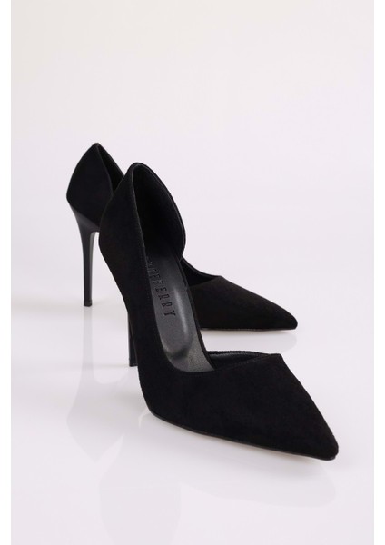 Kadın Stiletto Ayakkabı Siyah Süet Yüksek Topuklu fırsatları