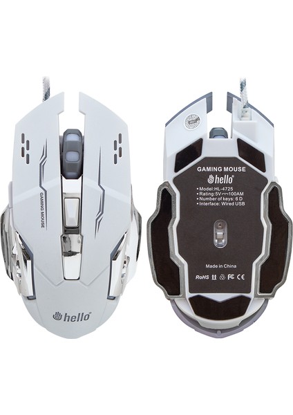 Hello HL-4725 Kablolu Oyuncu Gaming Mouse 6 Tuşlu USB Mouse 3600 Dpi
