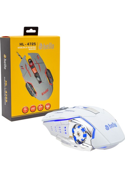 Hello HL-4725 Kablolu Oyuncu Gaming Mouse 6 Tuşlu USB Mouse 3600 Dpi