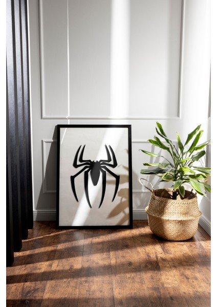 Spider-Man Örümcek Adam Özel Tasarım Dekoratif Çerçeveli Kabartmalı Çift Kat Ahşap Lazer Kesim Tablo