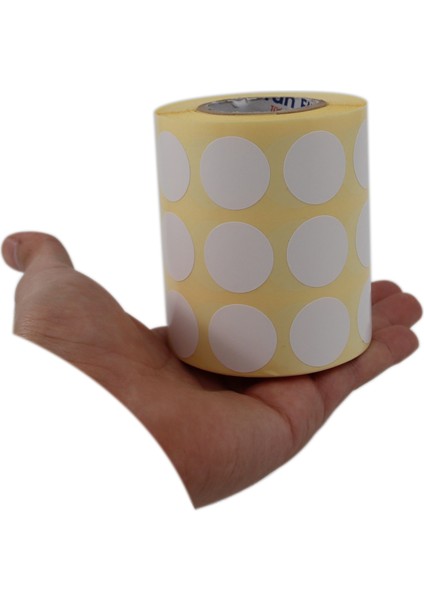Renkli Kuşe Rulo Çap Etiketi 25MM x 25MM 2500 Adet Yan Yana 3 Lü