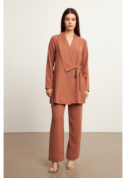 Zincirli Ceket Pantolon Takım - Camel
