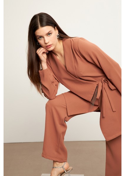 Zincirli Ceket Pantolon Takım - Camel fiyatları
