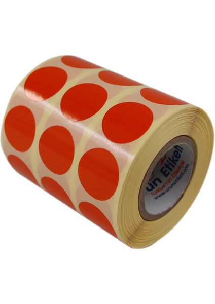 Renkli Kuşe Rulo Çap Etiketi 25MM x 25MM 2500 Adet Yan Yana 3 Lü