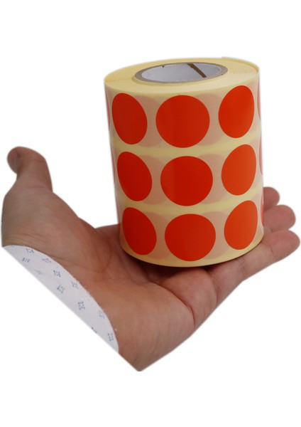 Renkli Kuşe Rulo Çap Etiketi 25MM x 25MM 2500 Adet Yan Yana 3 Lü modelleri