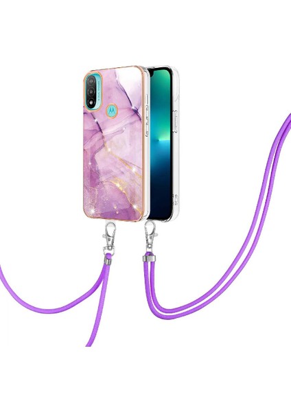 Motoroal Moto E20/E30/E40 Crossbody Kordon Askısı Tampon Mermer Için Kılıf (Yurt Dışından)