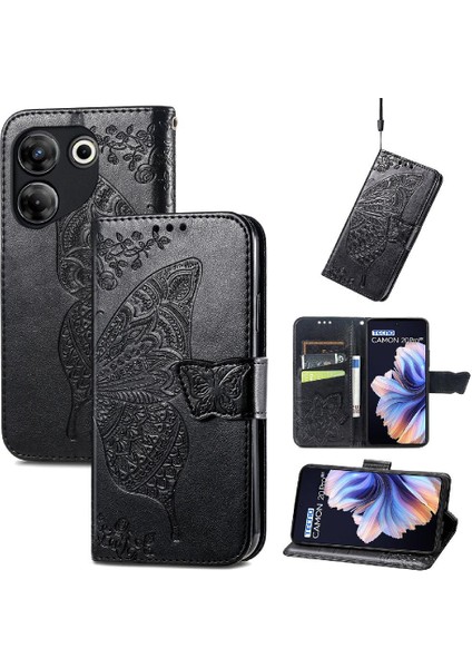 Tecno Camon 20 Pro 5g Iş Kelebek Kanat Cüzdan Için Kılıf (Yurt Dışından)