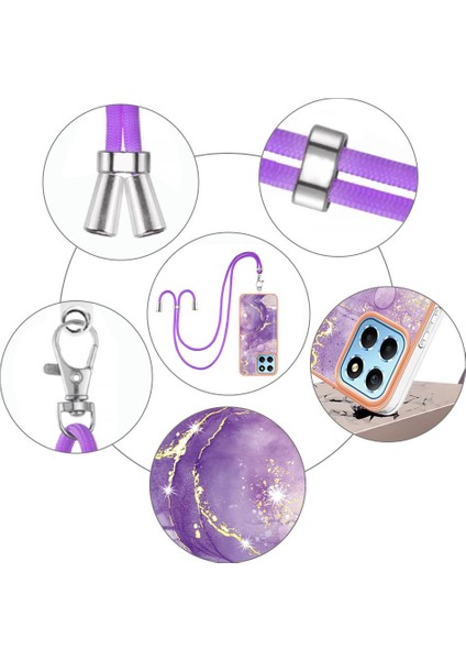 Onur X8 5g Tampon Crossbody Kordon Askısı Mermer Anti-Scratch Için Kılıf (Yurt Dışından)