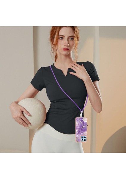 Onur X8 5g Tampon Crossbody Kordon Askısı Mermer Anti-Scratch Için Kılıf (Yurt Dışından)