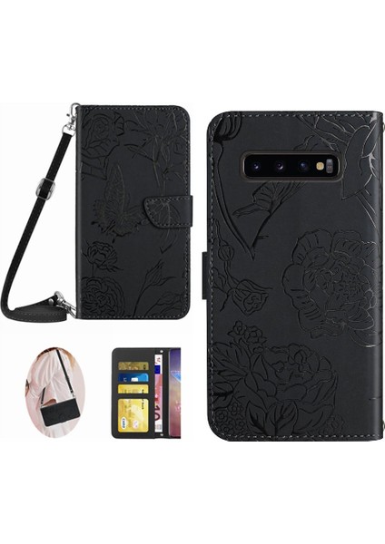 Samsung Galaxy S10 Telefon Kılıfı Deri Cüzdan Kelebekler ve Yumuşak (Yurt Dışından)
